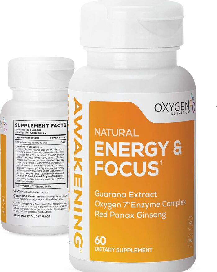 Awakening Natural Energy & Focus Nootropic Supplement with Panax Ginseng, Guarana Extract & Chromium Picolinate | Brain Supplement for Focus, Energy, Mood & Clarity | Gluten Free Veggie, USA - 60 Caps - Image 2