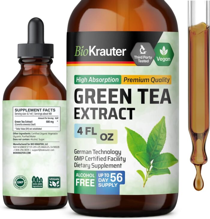 BIO KRAUTER Green Tea Extract Liquid Drops - Green Tea Supplements - Antioxidant Source - Alcohol and Sugar Free - 4 Fl.Oz. - Image 2