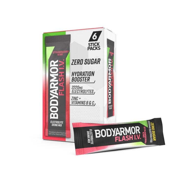 BODYARMOR Flash IV Electrolyte Packets, Strawberry Kiwi - Zero Sugar Drink Mix, Single Serve Packs, Coconut Water Powder (6 Count) - Image 2