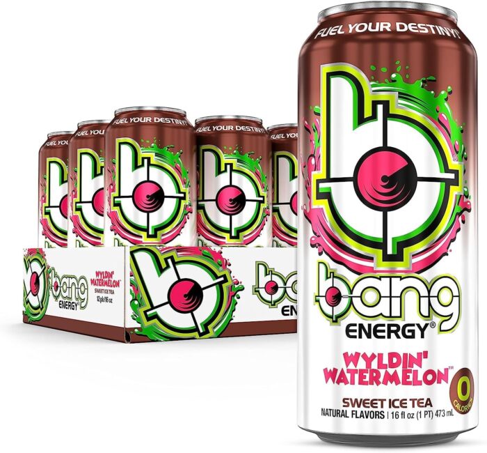 Bang | Potent Brain & Body Fuel - Creatine, EAA Aminos, Ultra CoQ10; Pre and Post Workout; Sugar Free, Zero Calories; Energy & Performance | Wyldin' Wateremelon Sweet Ice Tea, (12) Cans - Image 2
