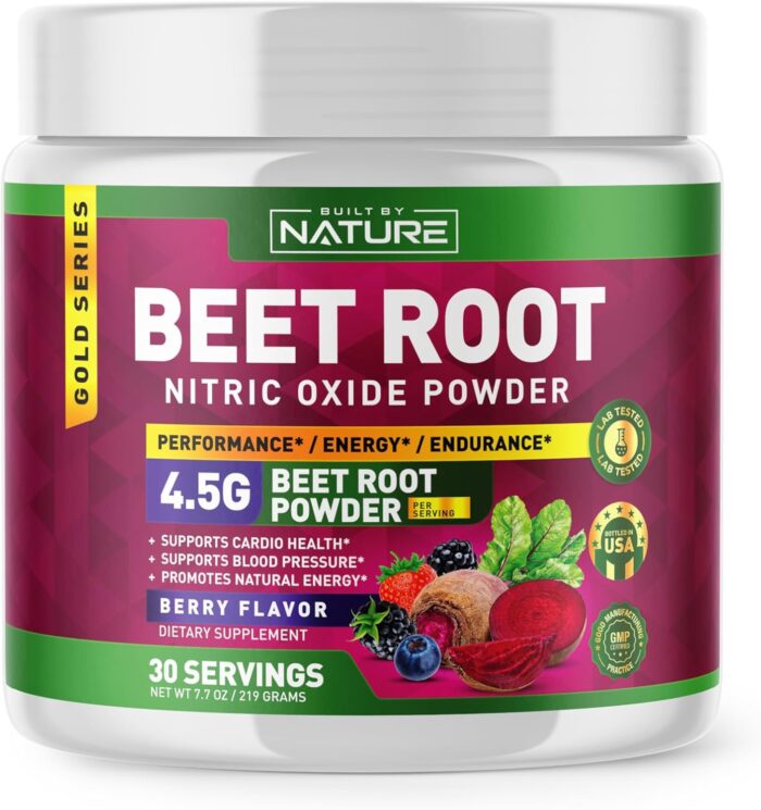 Beet Root Nitric Oxide Powder Supplement - Organic Beetroot Super Food Performance Booster for Circulation, Energy, Stamina, Blood Flow and Heart Health - Vegan, Non-GMO - Berry Flavor - 30 Servings - Image 2