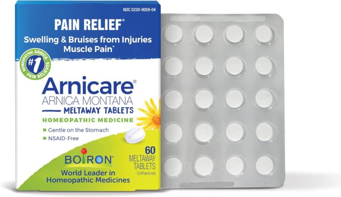 Boiron Arnicare Tablets for Pain Relief from Muscle Pain, Joint Soreness, Swelling from Injury or Bruises - 60 Count - Image 2
