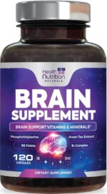 Brain Supplements for Memory and Focus - Extra Strength Nootropic Capsules for Concentration, Alertness, Cognitive Support - Phosphatidylserine, Brain Health Vitamins B6 C E Zinc - 120 Capsules - Image 2
