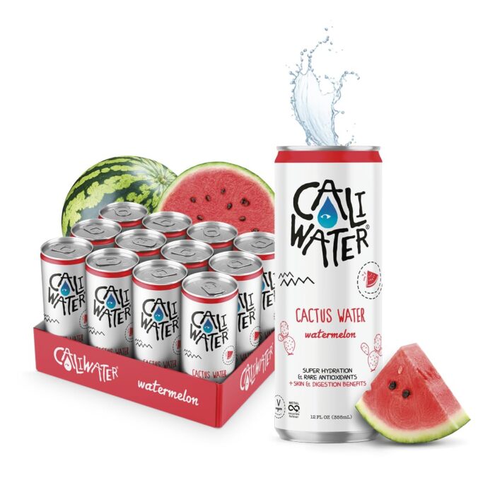 Caliwater - Organic Cactus Water - Watermelon - 5g Sugar, 35 Calories - Half Sugar of Coconut Water - Natural Plant Based Hydration - Skin Care, Electrolyte Drinks - Flavored Water Beverages - 12 Cans - Image 2