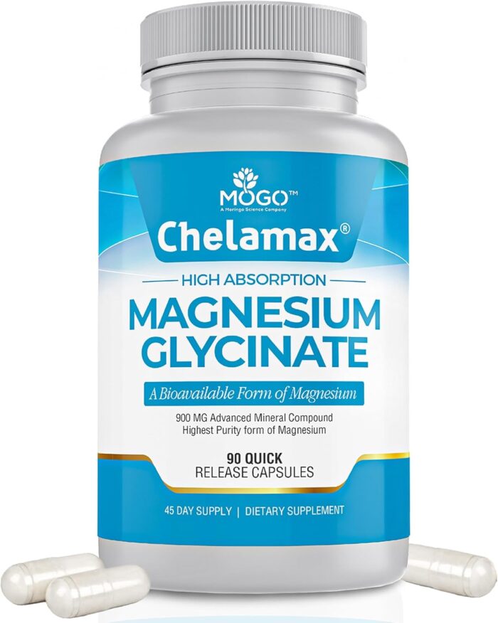 Chelamax Magnesium Glycinate.Dead Sea Magnesium Supplement for Restful Sleep,Muscle Cramps,Nerves,Digestive Support,3rd Party Tested,Heavy Metal Free,Pure Magnesium Glycinate Capsules. - Image 2