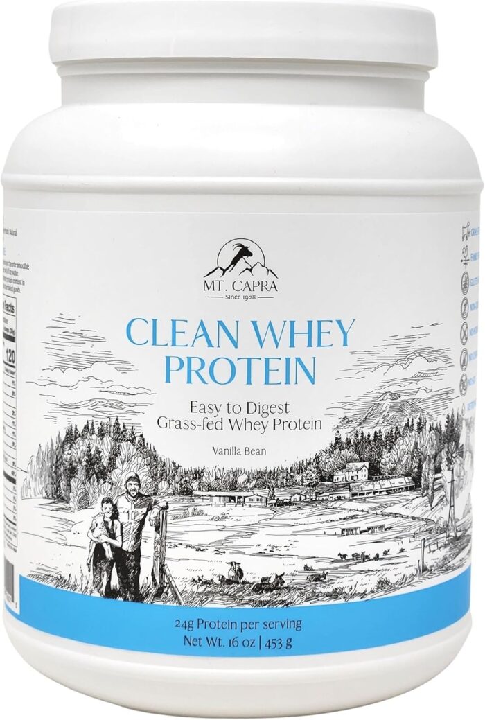 Clean Whey Protein | Grass-Fed Undenatured Goat Whey Protein Powder | 24 g Protein Per Serving, All Natural, Non-GMO, High in Branch Chain Amino Acids | Vanilla Bean | 15 Servings - 16 oz - Image 2