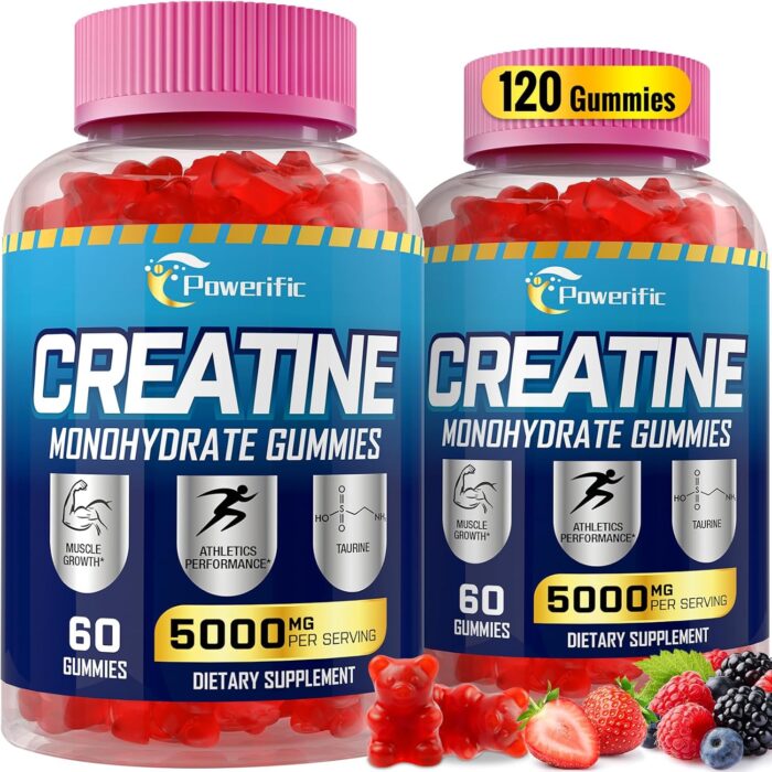 Creatine Monohydrate Gummies for Men & Women Pre Workout Gummies with Taurine, Vitamin B6 & B12 Creatine Monohydrate Chewable for Increase Strength, Energy, Endurance, Muscle, Organic (2 Packs) - Image 2