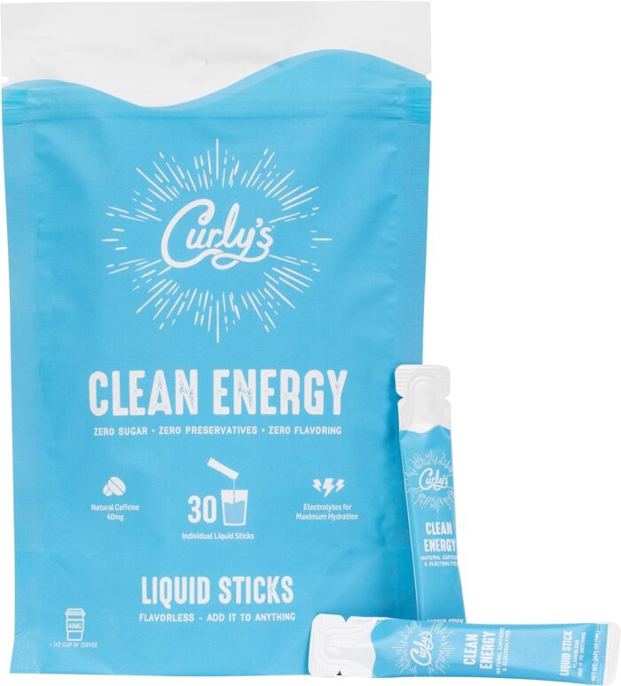 Curly's Clean Energy Caffeine & Electrolyte Sticks - Energize Your Favorite Drink - Keto, Paleo & Whole 30 Friendly - All Natural - No Sugar, No Calories, Non-GMO - 30 Flavorless Liquid Stick Packs - Image 2