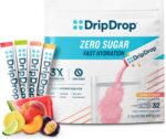 DripDrop Sugar Free Hydration Packets - Zero Classic Variety Pack - Single Serve Electrolytes Powder Drink Mix - Lemon Lime, Watermelon, Peach, Passion Fruit - Non-GMO, Gluten Free, Vegan - 32 Sticks - Image 2