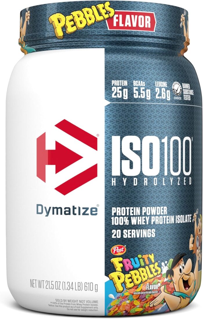 Dymatize x Fruity Pebbles ISO100 Whey Protein Powder Isolate, 25g of Protein, 20 Servings, 5.5g BCAAs, 120 Cal., Gluten Free, 1g Fat, 1g Sugar, 2g Carb - Image 2