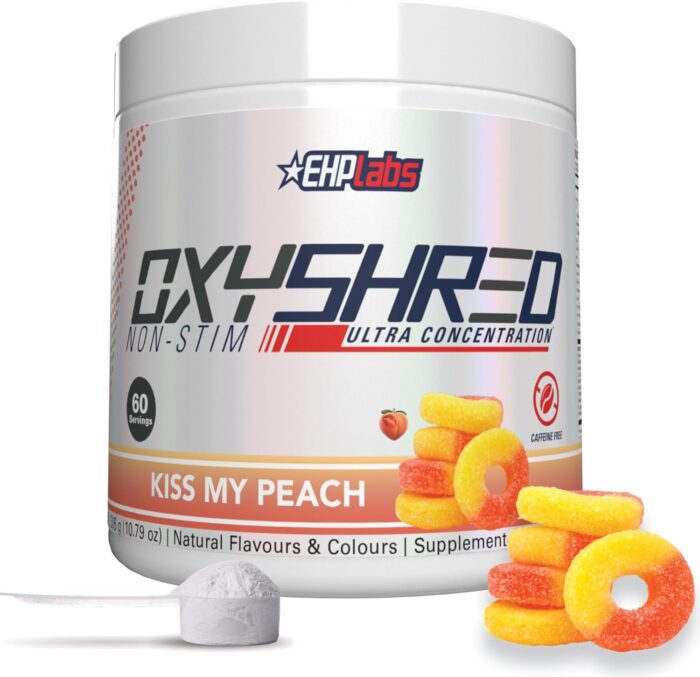 EHP Labs OxyShred Non Stimulant Pre Workout Powder - Stim Free Pre Workout, Caffeine Free Preworkout for Men & Women with L Glutamine & Acetyl L Carnitine - Peach, 60 Servings - Image 2