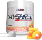 EHP Labs OxyShred Pre Workout Powder - Preworkout Powder with L Glutamine & Acetyl L Carnitine, Energy Boost Drink - Peach Candy Rings, 60 Servings - Image 2