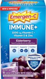 Emergen-C Immune+ Vitamin C 1000mg (18 Count, Elderberry) Dietary Supplement Fizzy Drink Mix Powder Packets - Image 2