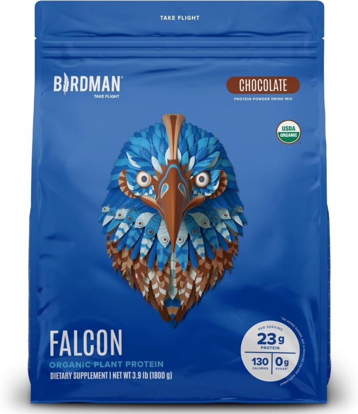 Falcon Vegan Protein Powder Organic, Stevia & Sugar Free, Plant Based Protein, Low Carb, Dairy Free, Keto, Non Whey Protein, Probiotic, Pea Protein | Chocolate Flavor - 60 Servings - 3.9lb - Image 2