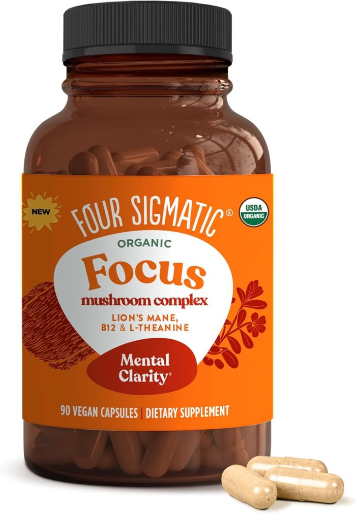 Four Sigmatic Focus Capsules | Lion's Mane Supplement Capsules | Brain Boosting Complex with Ashwagandha, Bacopa Monnieri & Rhodiola | Vegan Nootropic Adaptogen & Mushroom Supplement | 30 Servings - Image 2