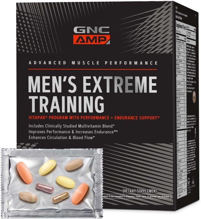 GNC AMP Men’s Extreme Training Vitapak Program, 5 Products in 1, Convenient Vitamin Pack for Performance & Endurance, Adult Multivitamin, Proven Ingredients, Caffeine, Nitric Oxide, 30 Day Supply - Image 2