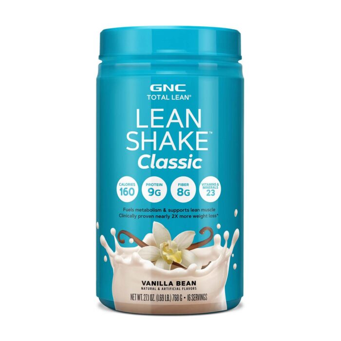 GNC Lean Shake Classic Meal Replacement Powder, Clinically Proven Weight Management, High Fiber with 23 Vitamins and Minerals, Healthy Cholesterol Levels, 9g Protein, Oat Fiber, Vanilla Bean, 16 Servings - Image 2