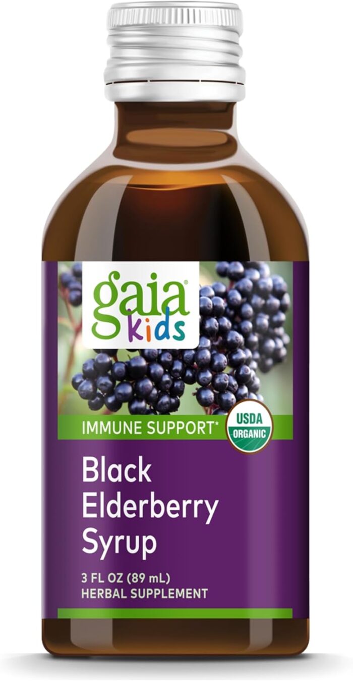 Gaia Herbs GaiaKids Black Elderberry Syrup - Delicious Immune Support Supplement for Kids - with Organic Black Elderberries and Honey - USDA Certified - 3 Fl Oz - Image 2