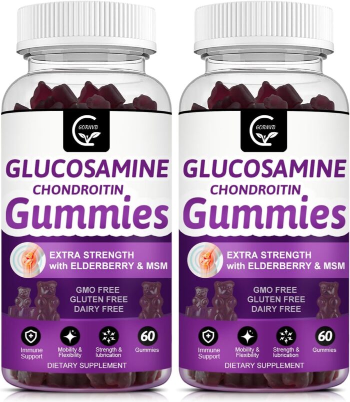 Glucosamine Chondroitin Gummies with MSM & Elderberry Extra Strength - Flexibility Support, Antioxidant Immune Support Supplement for Adults, Men & Women - 60 Chondroitin Gummies (2 Pack) - Image 2