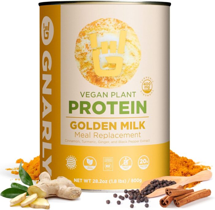 Gnarly Nutrition Golden Milk Vegan Protein Powder – Plant Based Protein Powder for Muscle Recovery – Dairy Free Nutrition Shakes – Non-GMO and Gluten Free Powder – 28.2 oz - Image 2