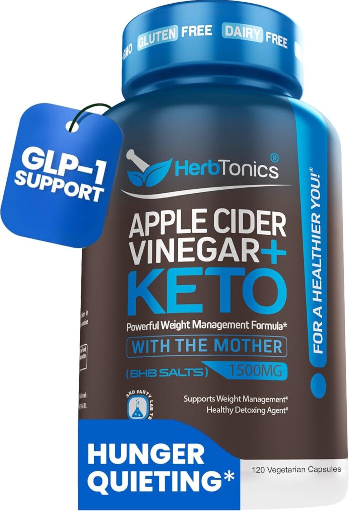 Herbtonics Apple Cider Vinegar with Keto BHB Salts - GLP-1 Support Supplement | Keto Diet Pills for Women & Men | Supports Appetite & Metabolic Function | 120 Keto ACV Capsules - Image 2