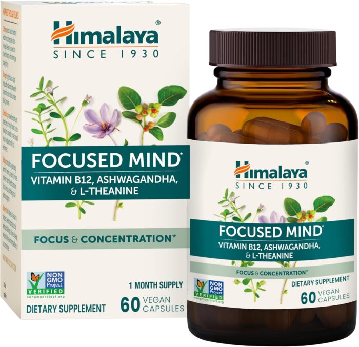Himalaya Focused Mind with Ashwagandha, Bacopa & L-Theanine for Focus, Energy and Attention, 60 Capsules, 1 Month Supply, Vegan, Gluten Free - Image 2
