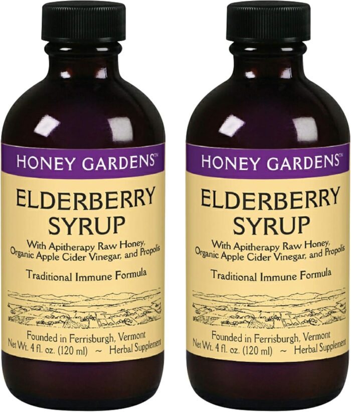Honey Gardens Elderberry Syrup with Grade A Raw Honey, Propolis, Organic ACV & Elderberries | Traditional Immune Formula w/Echinacea | Made in The USA (4oz, 2pk) - Image 2