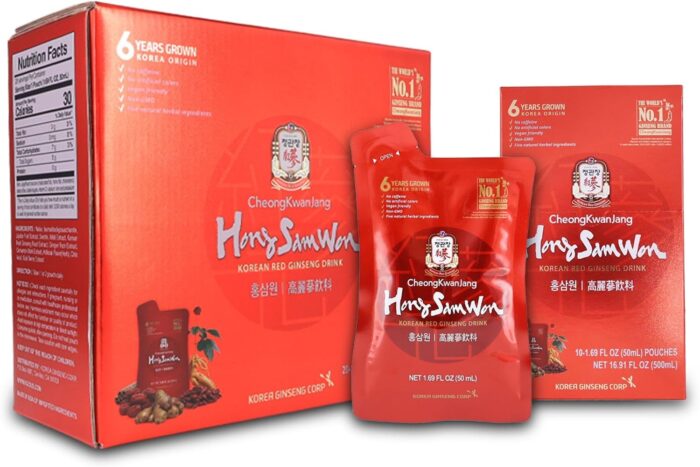 HongSamWon Korean Red Ginseng Drink | Energy Drink, Pre Workout, Herbal Tea, Ginseng Supplement | Korean Red Ginseng Extract, Jujube, Ginger, Cinnamon, Goji Berry | Vegan Friendly | 20 Count - Image 2