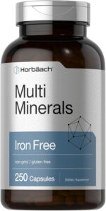 Horbäach Multi Minerals Supplement | 250 Capsules | Iron Free | Daily Mineral Complex for Men and Women | Non-GMO & Gluten Free - Image 2