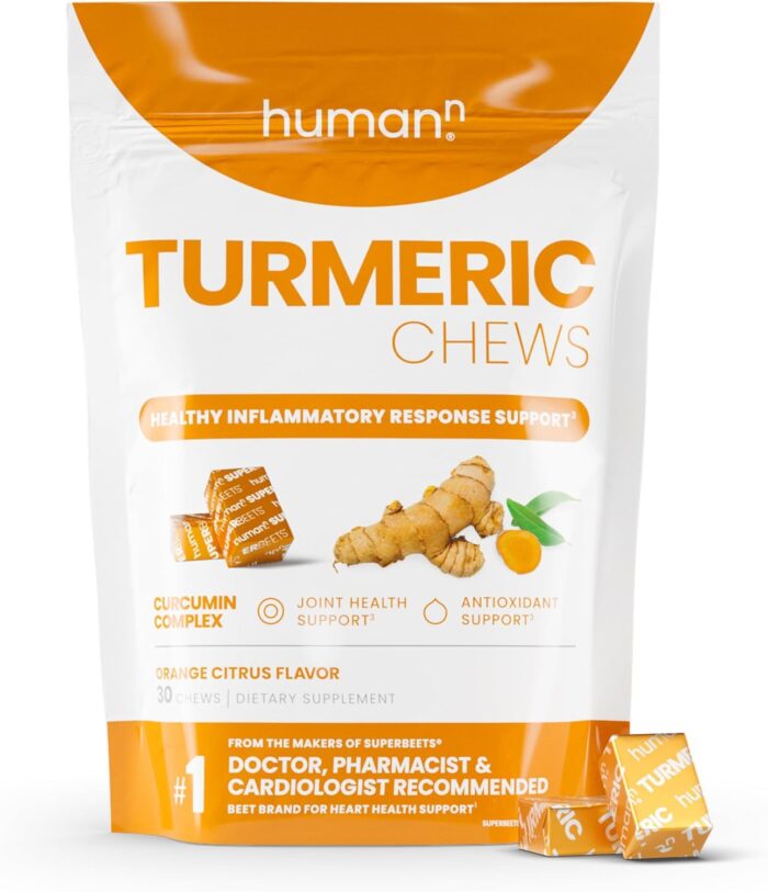 HumanN Turmeric Chews Supplement – Clinically Studied High Absorption Curcumin Complex - Orange Citrus Flavor – from SuperBeets Makers – Joint Health – 30 Count - Image 2