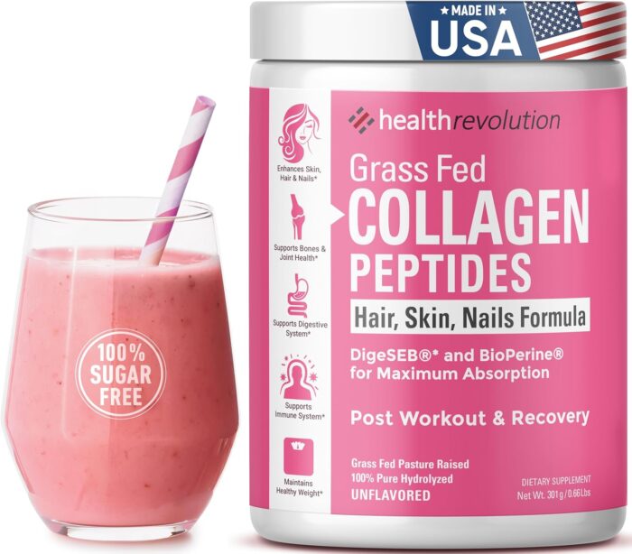 Hydrolyzed Collagen Peptides Powder - Skin, Hair, Nails & Joint Support, Grass-Fed Collagen Enhanced with Probiotics, Digestive Enzymes, Types I & III - Non-GMO, Gluten-Free, Unflavored, 35 Servings - Image 2