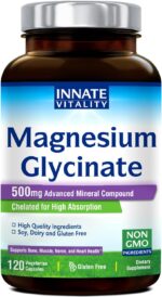 Innate Vitality Magnesium Glycinate 500mg | 70mg Elemental Magnesium Supplement- High Absorption, Non Buffered, Non-GMO & No Gluten - Nerve, Muscle, Bone Health - 120 Vegan Capsules Magnesio - Image 2