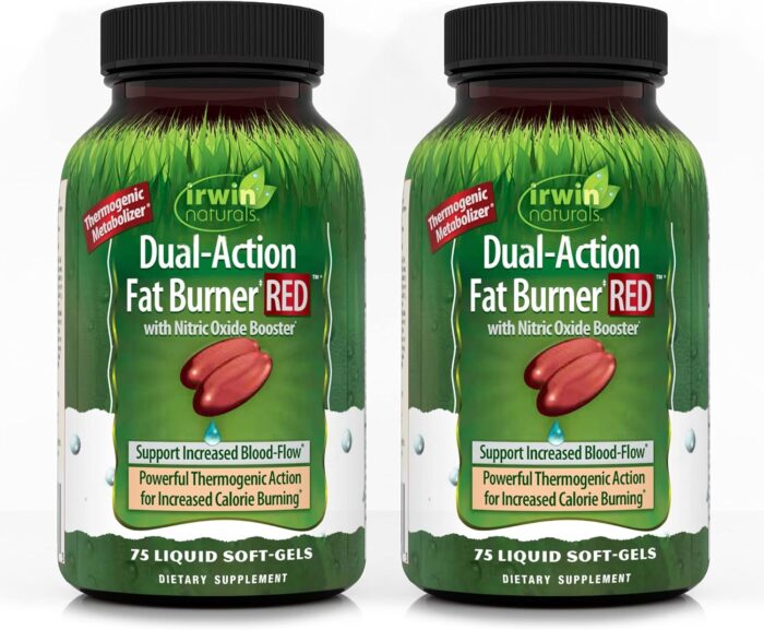 Irwin Naturals Dual-Action Fat Burner RED - 75 Liquid Soft-Gels, Pack of 2 - Powerful Thermogenic with Nitric Oxide Booster - 50 Total Servings - Image 2
