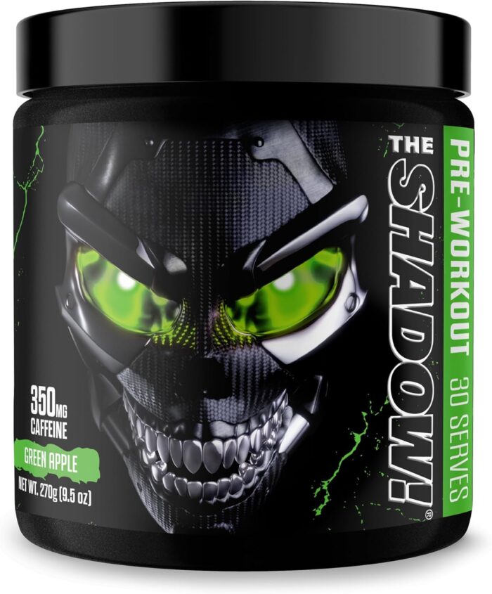 JNX SPORTS The Shadow! 350mg of Caffeine Hard Core Preworkout - Green Apple 30 Servings | Electric Energy, Mental Focus & Superhuman Strength for Men & Women - Image 2