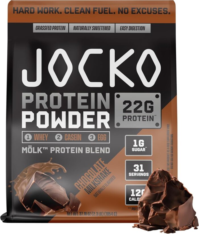 Jocko Fuel Mölk Whey Protein Powder 22g Protein - Low Sugar Monk Fruit Blend - Muscle Recovery & Growth, Packaging May Vary (31 Servings, Chocolate Milkshake) - Image 2