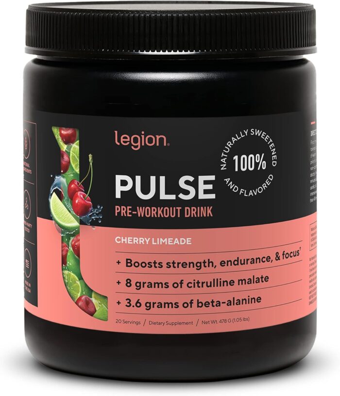 LEGION- All Natural Nitric Oxide Preworkout Drink to Boost Energy, Creatine Free, Naturally Sweetened, Beta Alanine, Citrulline, Alpha GPC (Cherry Limeade) - Image 2