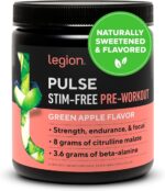 LEGION Pulse Pre Workout Supplement - All Natural Nitric Oxide Preworkout Drink to Boost Energy, Creatine Free, Naturally Sweetened, Beta Alanine, Citrulline, Alpha GPC (Caffeine Free Green Apple) - Image 2