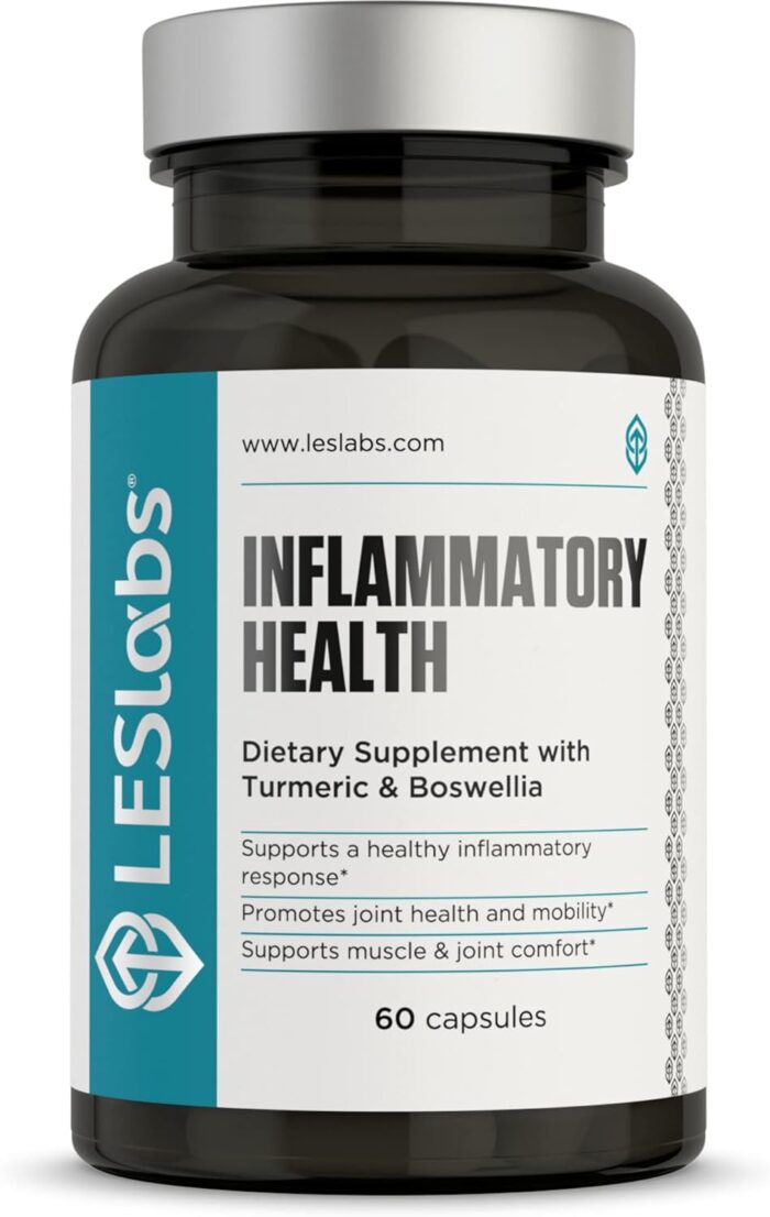 LES Labs Inflammatory Health – Joint Support, Muscle Function & Relaxation, Mobility– Turmeric, Boswellia, Quercetin, Ginger & CoQ10 – Non-GMO Supplement – 60 Capsules - Image 2