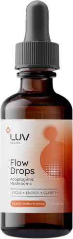 LUV Flow Drops®: Adaptogen Mushroom Blend for Mental Clarity & Energy, Vegan Keto, Focus & Immunity Support, Lion's Mane, Cordyceps, Reishi, USA Made, Non-GMO, 30 Servings (1) - Image 2