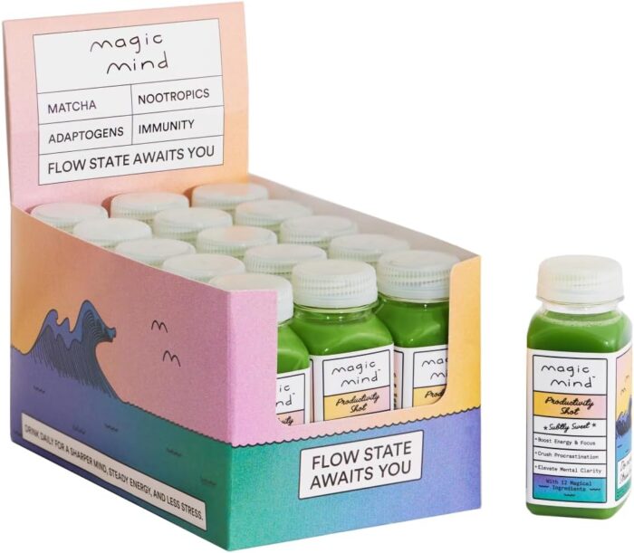 Magic Mind Energy and Focus Drink Shots - Stress Relieving, No Jitters, Ashwagandha, Vitamin B12, Vitamin C, Matcha Green Tea, Functional Mushrooms - 2 FL Oz (15 Pack) - Image 2