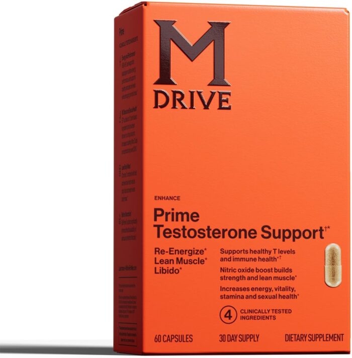 Mdrive Prime - Testosterone Support for Men, Max Energy, Stress Relief and Lean Muscle, KSM-66 Ashwagandha, S7 Nitric Oxide Booster, Bioperine and DHEA, 60 Capsules - Image 2