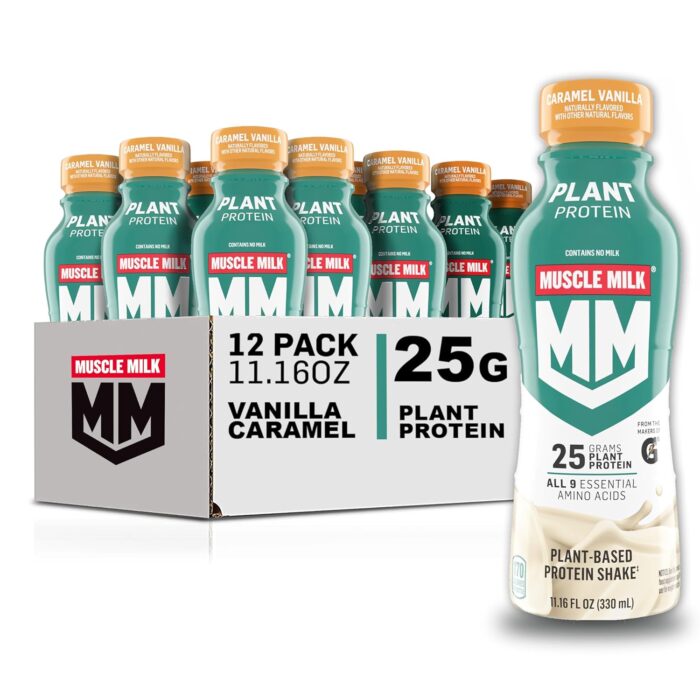 Muscle Milk Plant Based Protein Shake, Vanilla Caramel, 11.16 Fl Oz (Pack of 12) - Image 2