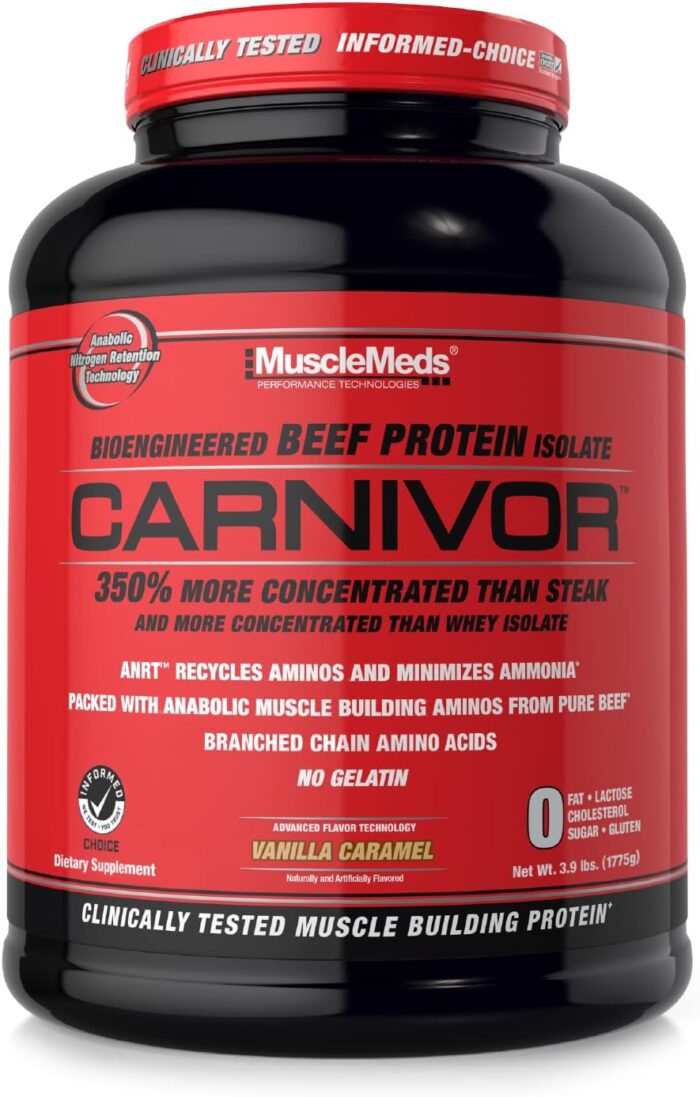 MuscleMeds Carnivor Bioengineered Beef Protein Isolate, Vanilla Caramel, 3.9 Pound - Image 2