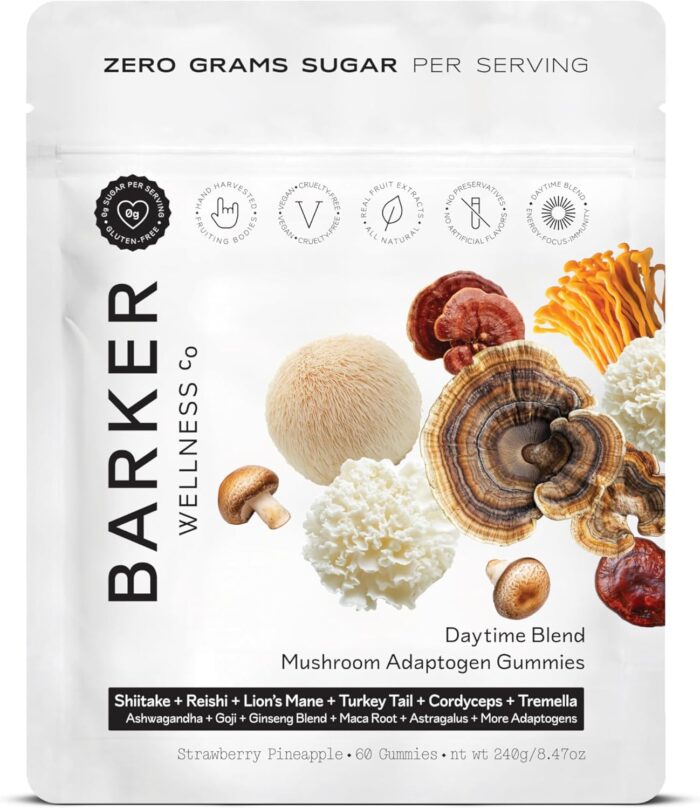 Mushroom Gummies - Lion’s Mane, Cordyceps, Reishi, Shitake Adaptogen Mushroom Supplement to Support Immune System De-Stress Boost Mood & Energy in Adults Natural, Sugar-Free, Vegan, Non-GMO, 60 Count - Image 2
