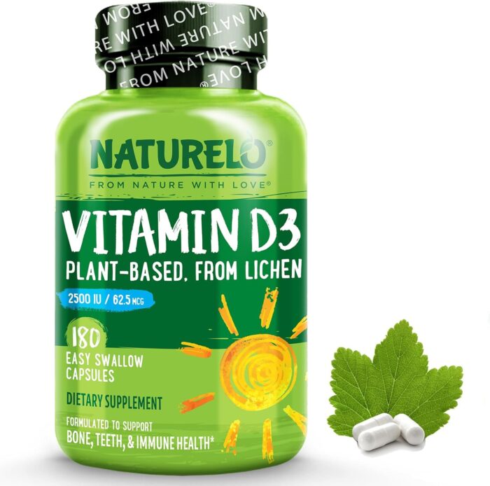 NATURELO Vitamin D - 2500 IU - Plant Based from Lichen - Natural D3 Supplement for Immune System, Bone Support, Joint Health - Vegan - Non-GMO - Gluten Free - 180 Capsules - Image 2