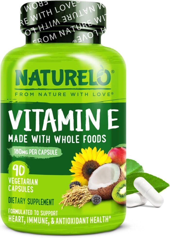 NATURELO Vitamin E - 180 mg (300 IU) of Natural Mixed Tocopherols from Organic Whole Foods - Supplement for Healthy Skin, Hair, Nails, Immune & Eye Health - Non-GMO, Soy Free - 90 Vegan Capsules - Image 2