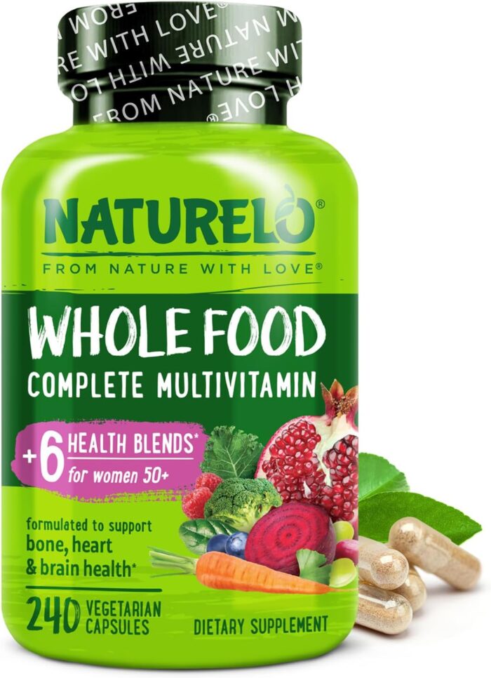 NATURELO Whole Food Multivitamin for Women 50+ (Iron Free) with Vitamins, Minerals, & Organic Extracts - Supplement for Post Menopausal Women Over 50 - No GMO - 240 Vegan Capsules - Image 2