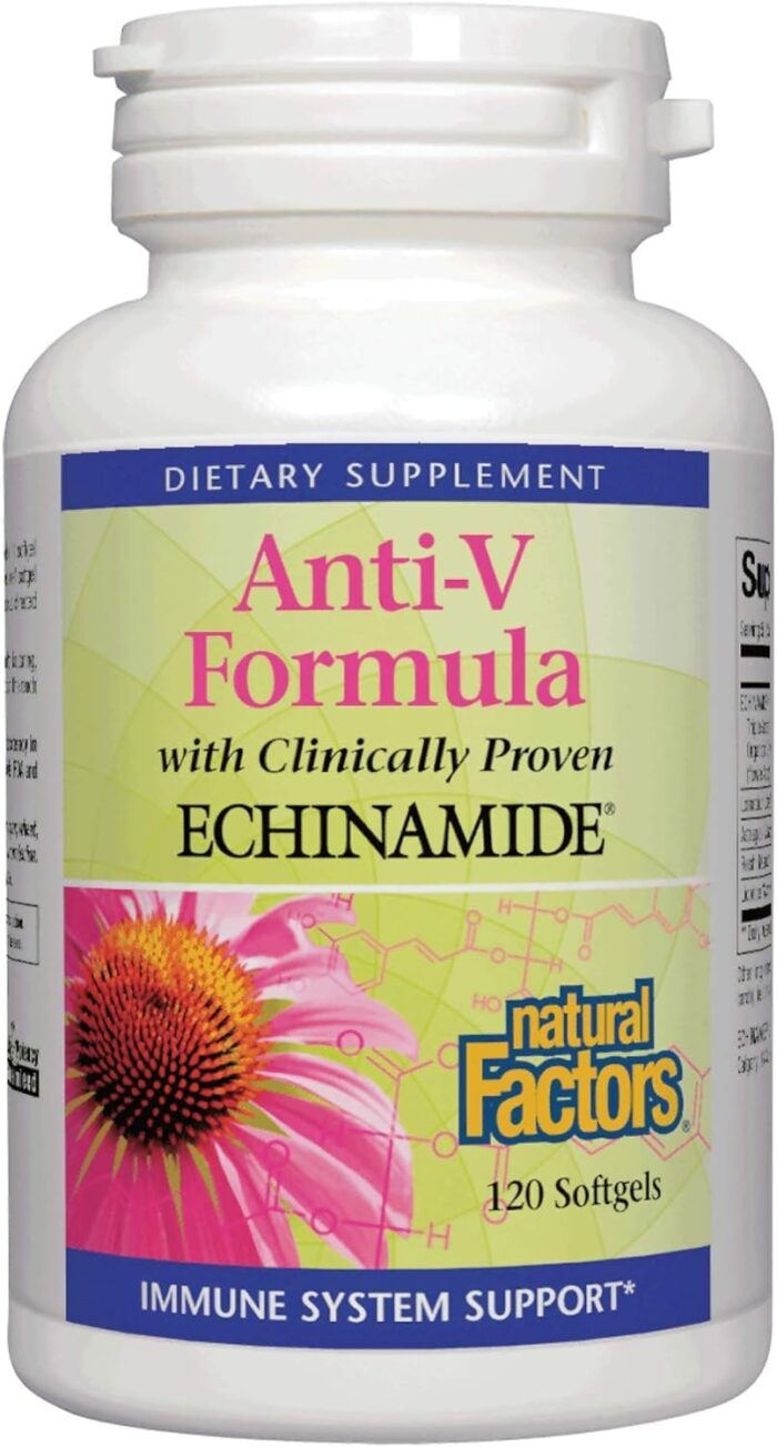 Natural Factors Anti-V Formula, Echinacea Supplement for Immune and Wellness Support, Organic, Non-GMO, 120 Softgels - Image 2