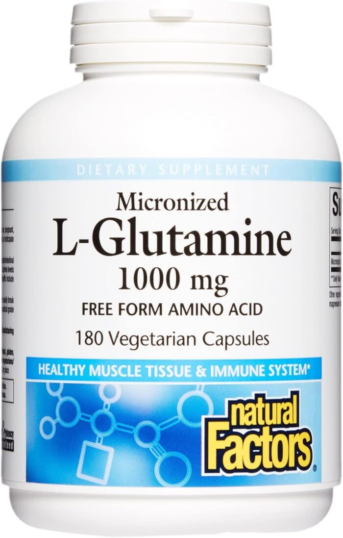 Natural Factors, Micronized L-Glutamine 1000 mg, Supports Muscles and Immune Function, 180 Capsules - Image 2