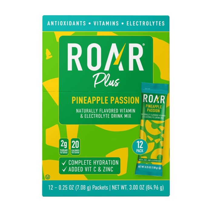 Naturally Flavored Vitamin and Electroly Drink Mix - Pineapple Passion by Roar - 12 x 0.05 oz Electrolytes - Image 2